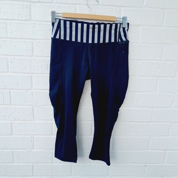 LULULEMON Water Bound Crop Black/Apex Black Dune Yoga Leggings  sz:6 - Picture 1 of 8